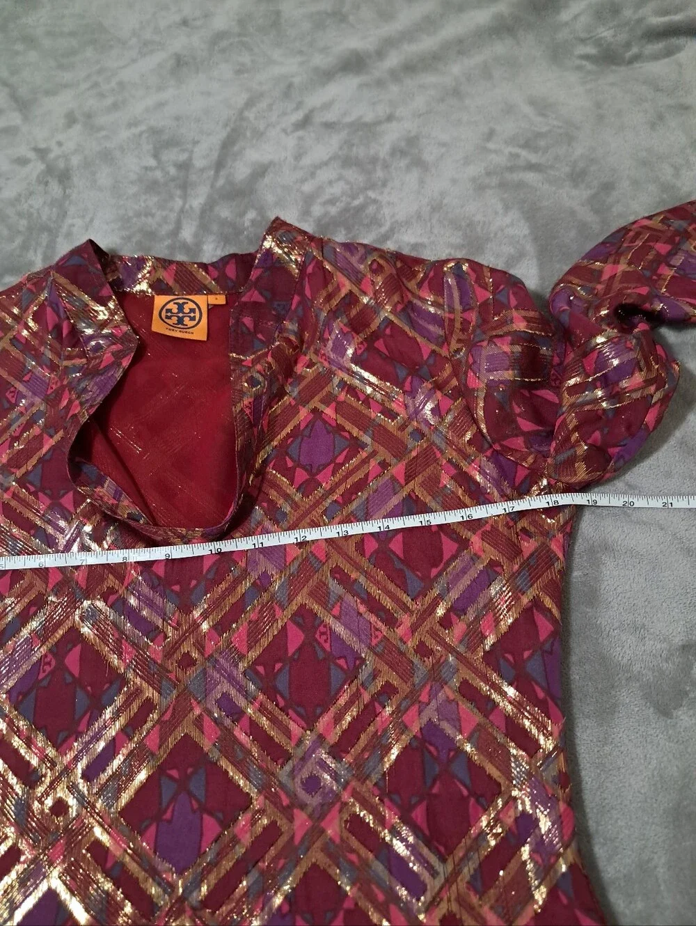 Tory Burch Silk Tunic Blouse with Metallic Detail Sz. 2